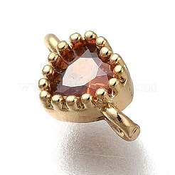 Rack Plating Brass Cubic Zirconia Connector Charms&nbsp;KK-M014-01A-G