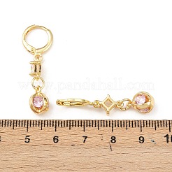 Brass Micro Pave Cubic Zirconia Star Hoop Earrings&nbsp;EJEW-B154-03G