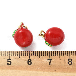 真鍮製エナメルペンダント  カドミウムフリー＆鉛フリー  18KGP本金メッキ  りんご  13x10x8.5mm  穴：3mm&nbsp;KK-R229-07G-08