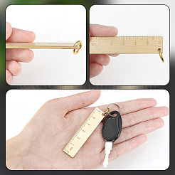 真鍮製ビッグサイズペンダントトップ  丸カン付き  定規  ゴールドカラー  65x15x2.5mm  穴：8mm&nbsp;LS-KK-WH0062-69G