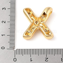 真鍮製マイクロパヴェクリアキュービックジルコニアペンダント  a～zの文字  文字x  22x19.5x6mm  穴：4mm&nbsp;KK-Z046-01G-X