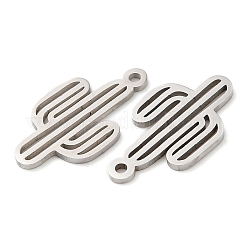 変色しない201ステンレススチールペンダント  中空  サボテンチャーム  ステンレス鋼色  19.5x10.5x1mm  穴：1.2mm&nbsp;STAS-A084-16P