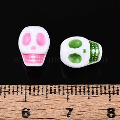 不透明なアクリルビーズ  スカル  ミックスカラー  9.5x7.5x8mm  穴：1.8mm  約1219個/500g&nbsp;SACR-T035-04M