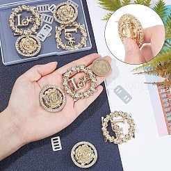 8 Sets Round & Rose Alloy Rhinestones Bag Decoration&nbsp;FIND-WR0002-42