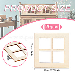 ミニ木製ドールハウス窓家具アクセサリー  ミニチュアリビングルーム用  正方形  ベージュ  70x70x3.5mm&nbsp;DJEW-WH0015-112