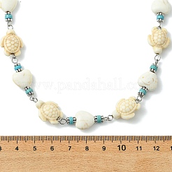 Ocean Dyed Synthetic Turquoise Turtle and Heart Beaded Necklaces for Women&nbsp;NJEW-JN06227-02