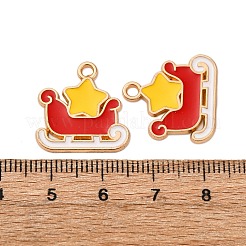クリスマス合金エナメルペンダント  ゴールドカラー  スター  19.5x18.5x1.5mm  穴：2mm&nbsp;ENAM-K080-01J-G