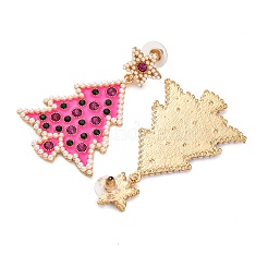 Christmas Trees with Star Alloy Dangle Stud Earrings for Women&nbsp;EJEW-Z078-02B