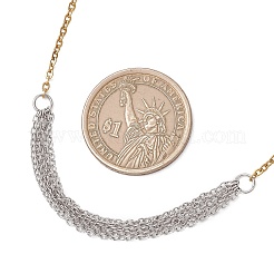 Two Tone 304 Stainless Steel Column Link Chain Pendant Necklaces&nbsp;NJEW-JN05935
