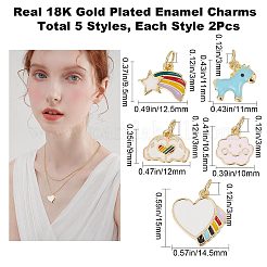 10Pcs 5 Style Real Real 18K Gold Plated Plated Brass Charms&nbsp;FIND-CN0001-28