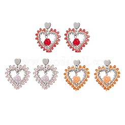 3Pairs Alloy Glass Stud Earrings&nbsp;EJEW-MZ00372