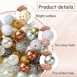 50個のDIY樹脂ラインストーングラデーションビーズブレスレット作成キット  ミックスカラー  20mm  穴：2~3mm&nbsp;DIY-CJ0002-47