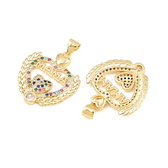 Brass Micro Pave Cubic Zirconia Pendants&nbsp;KK-D232-20G-07