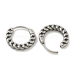 女性と男性のための316サージカルステンレススチールフープピアス  リング  アンティークシルバー  15x2.5mm&nbsp;EJEW-D096-15H-AS