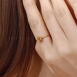 304ステンレススチール製調節可能な女性用オープンカフリング  花  18KGP本金メッキ  内径: 調節可能&nbsp;YV9838