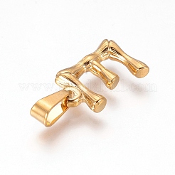 304ステンレスペンダント  竹風  文字L  イオンプレーティング（ip）  18KGP本金メッキ  文字.e  18x12x3mm  穴：3x7mm&nbsp;X-STAS-F235-01G-E