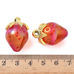 透明なアクリルパーツ  苺  レッド  27x17~18mm  穴：2.8mm&nbsp;OACR-I021-02A