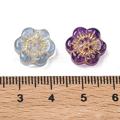 手作りランプワークビーズ  ゴールドライン入り  スモモの花  ミックスカラー  12x13x5mm  穴：1mm&nbsp;LAMP-A014-06