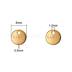 ステンレス鋼チェーンエクステンダードロップ  フラットラウンド  ゴールドカラー  8x0.5mm  穴：1.2mm  50個/箱&nbsp;STAS-CJ0001-180