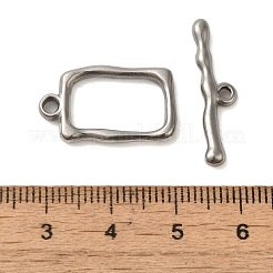 変色しない304ステンレススチールのトグル留め具  長方形  ステンレス鋼色  21.5x13x2mm  穴：2.5mm  バー：6x25x3mm  穴：1.8mm&nbsp;STAS-Q324-03P