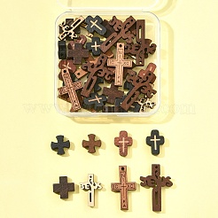 40個 8スタイル 天然木ペンダント&ビーズセット  染め  クロス  ミックスカラー  13~30x13~17x4~5mm  穴：1.2~1.8mm  5個/スタイル&nbsp;WOOD-FS0001-46