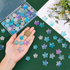 透明アクリルビーズキャップ100種類4個  黄金の縁を持つ  花  ライトスカイブルー  18~23.5x19~23.5mm  穴：1.4~1.5mm  254個/スタイル&nbsp;OACR-BM0001-09A