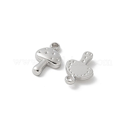 304ステンレススチールチャーム  きのこチャーム  変色防止  ステンレス鋼色  8.5x5.5x1.5mm  穴：1mm&nbsp;STAS-Z122-30P