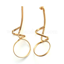 イオンプレーティング（IP）304ステンレススチールスタッドピアス  ゴールドカラー  68x25x15mm  ピン：0.7mm&nbsp;EJEW-L215-48G