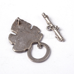 合金マンテル  カドミウムフリー＆鉛フリー  葉  アンティークシルバー  トグル：36x22x4.5mm  穴：1.5mm  バー：24x7x4.5mm&nbsp;X-PALLOY-A20005-AS-LF