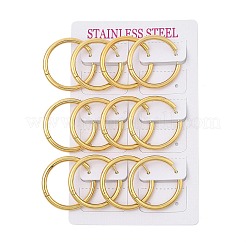 PVD 真空メッキ 304 ステンレススチール ハギー フープ イヤリング 女性用  18KGP本金メッキ  30x3mm&nbsp;EJEW-F280-07H-G