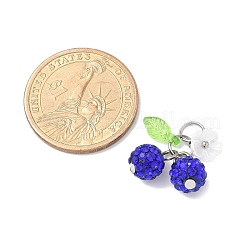 Handmade Polymer Clay Rhinestone Cherry Pendants&nbsp;PALLOY-JF03868-01
