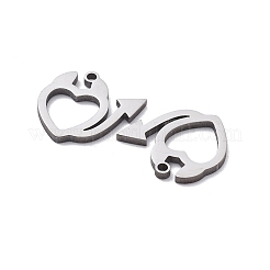 ステンレススチールチャーム201個  レーザー切断  悪魔のハートチャーム  ステンレス鋼色  10x10.5x1mm  穴：1mm&nbsp;STAS-V001-06
