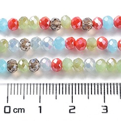 ガラスビーズ連売り  多面カット  ロンデル  ライトスチールブルー  4x3mm  穴：0.4mm  約123~127個/連  15.75~16.5インチ（40~42cm）&nbsp;EGLA-A034-M4mm-49