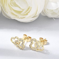 Brass Micro Pave Cubic Zirconia Stud Earrings&nbsp;KK-CBA5B62-01A-G