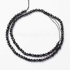 天然のブラックスピネルビーズ連売り  多面カット  ラウンド  4mm  穴：1mm  約94個/連  15インチ&nbsp;G-P213-13-4mm