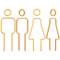 アクリル製トイレ公共標識2個  女性と男性  ゴールド  27.5~126x55~63x3mm&nbsp;AJEW-WH20816-151B-02