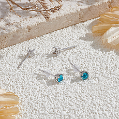 2 Pairs 925 Sterling Silver Stud Earring Settings&nbsp;STER-BC0002-89A