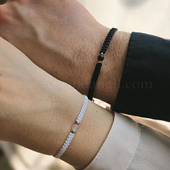 2Pcs 2 Colors Narutal Gemstone Round Bead Braided Bracelets&nbsp;QV7092