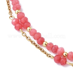 Adjustable Natural Malaysia Jade & 304 Stainless Steel Multi-strand Bracelets&nbsp;BJEW-JB13035-03