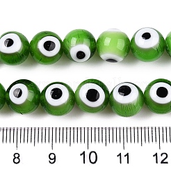 手作りナザールボンジュウランプワークビーズ連売り  ラウンド  ライムグリーン  9.5~10mm  穴：1.2mm  約42~43個/連  16.22~16.34インチ（41.2~41.5cm）&nbsp;LAMP-N024-32A
