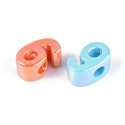 UVメッキ不透明アクリルヨーロピアンビーズ  大穴ビーズ  虹色の  数6  ミックスカラー  21~24x12~14x10.5~12mm  穴：6mm&nbsp;PACR-T017-10F