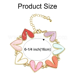 合金アクリルリンクブレスレット  ハート  ミックスカラー  6-1/4インチ（16cm）&nbsp;BJEW-FS00022
