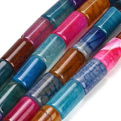 天然石ドラゴンアゲート瑪瑙ビーズ連売り  染め＆加熱  コラム  ミックスカラー  14~16.5x9~10.5mm  穴：1~1.4mm  約27個/連  15.98