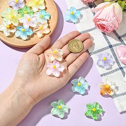 18色のグラデーションカラーと光沢のある不透明樹脂カボション9個。  暗闇で光る  プルメリア  ミックスカラー  11~11.5x29.5~30.5x30.5~31mm  2個/カラー&nbsp;RESI-CJ0004-24