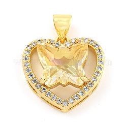 Rack Plating Brass Micro Pave Clear Cubic Zirconia Pendants&nbsp;ZIRC-L100-155G