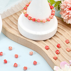 合成サンゴビーズ80個  染め  ツートン  ローズ  ライトコーラル  7x7mm  穴：1mm&nbsp;CORA-SP0001-04