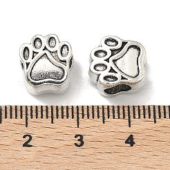 合金ヨーロピアンビーズ  エナメルのセッティング  大穴ビーズ  犬の足跡  アンティークシルバー  11.5x10.5x7.5mm  穴：5mm&nbsp;X-PALLOY-S079-048AS
