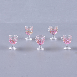 樹脂カップペンダント  金箔  ワイングラス  パールピンク  18~18.5x15x12mm  穴：2.5mm&nbsp;X-CRES-S359-10D