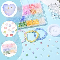 キットを作るDIYブレスレット  ハート、スター、バタフライのアクリルビーズとチャームを含む  弾性水晶の線  ミックスカラー  9x10x5.5mm  穴：1.6mm&nbsp;DIY-FS0010-23