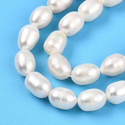 天然養殖淡水パールビーズ連売り  ライス  乳白色  7.5~10x6.8~7.5mm  穴：0.5mm  約43~44個/連  15.35~15.55''（39~39.5センチメートル）&nbsp;PEAR-N012-07V